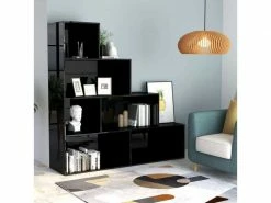 Sublime étagères Selection Vatican Bibliothèque/séparateur De Pièce Noir Brillant 155x24x160 Cm