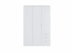 TERRE_DE_NUIT Armoire Penderie 3 Portes 3 Tiroirs En Bois Blanc - Ar17069