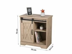 Placard Avec 1 Porte - Look Scandinave - Porte Coulissante - Rangement - Bois Avec Métal Noir Cool - Accroche-regard - Ligne Manhattan