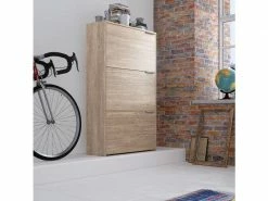 Étagère à Chaussures Moderne Avec Trois étagères, Made In Italy, 67 X 22 X H109 Cm, Couleur Chêne