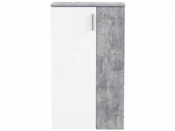 Meuble A Chaussures Boots Meuble A Chaussures Contemporain Blanc Mat Et Effet Béton Gris Clair - L 68,9 Cm