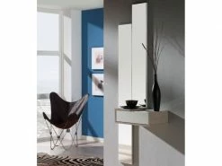 Meuble D'entrée Blanc/chêne Clair + Miroir - Nyla - L 47 X L 28 X H 15 - Neuf