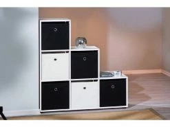 Bibliothèque à Six Compartiments, Noir Et Blanc, 138,5 X 33 X 143,5 Cm