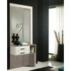 Meuble D'entrée Blanc/chêne Clair + Miroirs - Mokene - L 80 X L 28.5 X H 73 - Neuf