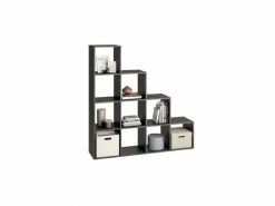 TERRE_DE_NUIT Bibliothèque Escalier 10 Cases En Bois Matera - Bi13009