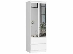 Akord Armoire S60 Blanche 60 Cm 2 Portes 2 Tiroirs Couleur Blanc Mat, 1 étagère - 60x51x180 Cm