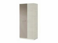 TERRE_DE_NUIT Armoire Enfant 2 Portes Taupe En Bois Effet Blanchi - Ar17054