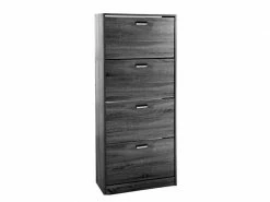 Meuble à Chaussures Gris Moderne Avec 4 Rabats Minces 63 X 24 X 150 Cm