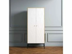 Armoire 2 Portes En Bois Blanc Avec Pieds En Acier - Bi0047