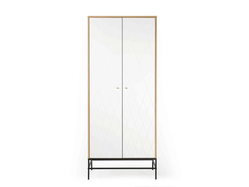 Armoire 2 Portes En Bois Blanc Avec Pieds En Acier - Bi0047 – Image 3