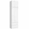 Akord Armoire Avec Surmeuble S60 Blanche 60 Cm 2 Portes 2 Tiroirs Couleur Blanc Mat, 3 étagères - 60x51x234 Cm