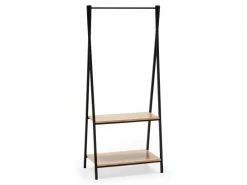 Portemanteau Carla Avec étagère 2 étagères 1 Barre, Coloris Chêne/noir