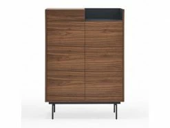 Meuble D'entrée 2 Portes Noyer/bleu - Teulat Valley - L 92 X L 40 X H 130 - Neuf