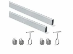 (1 Kit) Kit Tube De Penderie 30x15 Mm Aluminium, 1150 Mm, Anodisé Mat