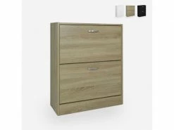 AHD_AMAZING_HOME_DESIGN Meuble Chaussure 2 Portes Battantes Jusqu'à 12 Paires 63x24x80cm Sko