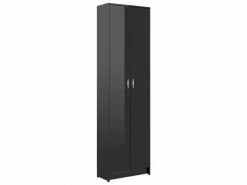 Vidaxl Garde-robe De Couloir Noir Brillant 55x25x189 Cm Aggloméré