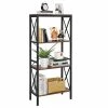 Vasagle Bibliothèque, étagère Sur Pieds, Meuble Cuisine, Avec 4 Niveaux Ouverts, Pour Couloir, Cuisine, Bureau, Cadre En Acier Stable, Style Industriel, Marron Rustique Et Noir Lls030b01