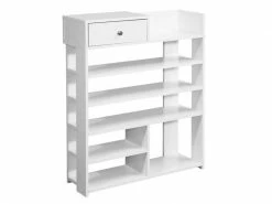 Finebuy Design étagère à Chaussures 75 X 92,5 X 24 Cm étagère De Couloir Blanc | étagère Haute à 7 Compartiments | étagère Avec Tiroir