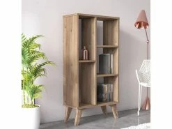 Bibliothèque Essential Avec Cinq Compartiments Ouverts De Différentes Tailles, 55 X 25 X 106 Cm, Couleur Chêne