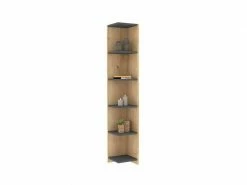 MENZZO Etagères Bibliothèque D'angle Igora L25xh160cm Bois Clair Et Anthracite