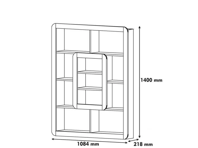 MENZZO Étagère Bibliothèque Infula Liseré 140cm Bois Blanc Et Turquoise – Image 4