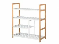 HOMCOM Etagère à Chaussures - étagère De Rangement - Meuble Chaussures 4 Niveaux Bois De Pin étagères à Lattes Mdf Blanc