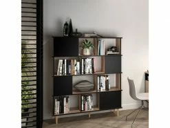 Bibliothèque Iconic - Chêne Naturel Et Noir - Temahome