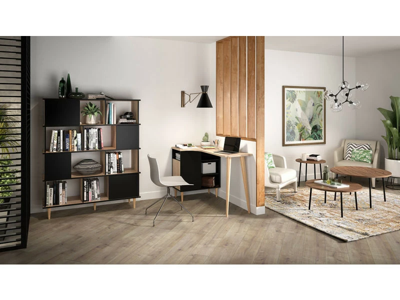 Bibliothèque Iconic - Chêne Naturel Et Noir - Temahome – Image 4