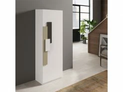 TOUSMESMEUBLES Meuble à Chaussures 1 Porte Bois Blanc - Callme - L 50 X L 33.6 X H 160 - Neuf