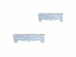 Lot De 2 Supports Murales étagères En Mdf Aspect Marbre Crème Eta05006