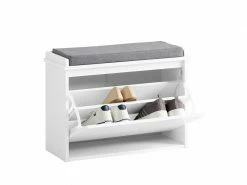 Sobuy Fsr98-w Banc à Chaussures Meuble à Chaussures Avec Assise Coussin Rembourré Et Abattant Banc De Rangement à Chaussures – Blanc