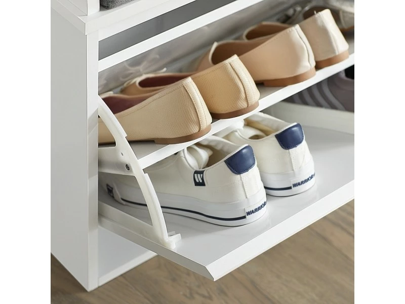 Sobuy Fsr98-w Banc à Chaussures Meuble à Chaussures Avec Assise Coussin Rembourré Et Abattant Banc De Rangement à Chaussures – Blanc – Image 4