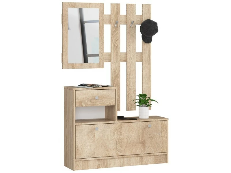 3xeliving Deanna 'couloir' Meuble à Chaussures Sonoma Avec Un Miroir
