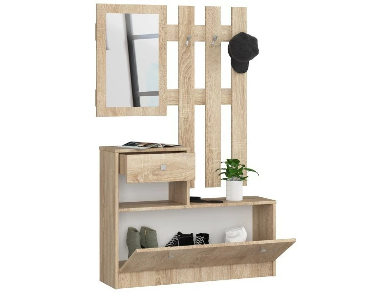 3xeliving Deanna 'couloir' Meuble à Chaussures Sonoma Avec Un Miroir – Image 2