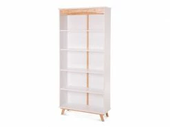 Bibliothèque 4 étagères Bois Massif Blanc - Cosette - L 91 X L 33 X H 197 - Neuf