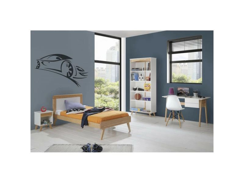 Bibliothèque 4 étagères Bois Massif Blanc - Cosette - L 91 X L 33 X H 197 - Neuf – Image 2