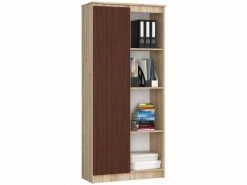 Akord Bibliothèque De Bureau, étagère R80 Chêne Sonoma 80 Cm 1 Porte Couleur Wengé Mat, 8 étagères - 80x35x180 Cm