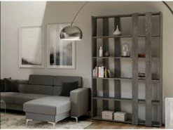 LES_TENDANCES Bibliothèque Bois Gris Ciment Samba 120 Cm