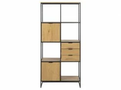 Bobochic Bibliothèque H183 Reno Chêne Et Noir