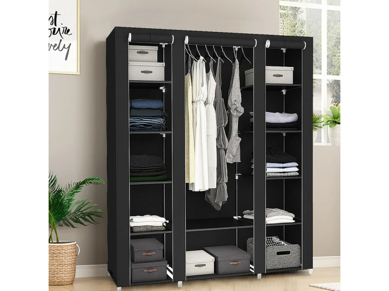 Hombuy Penderie Contemporain - Armoire Avec 3 Portes Noir 172 X 134 X 43 Cm – Image 2
