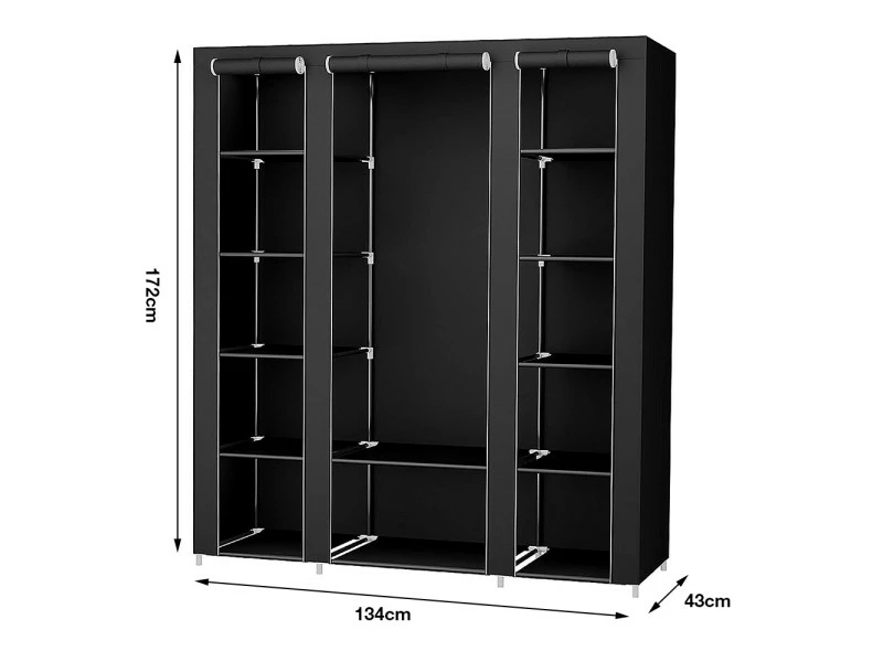Hombuy Penderie Contemporain - Armoire Avec 3 Portes Noir 172 X 134 X 43 Cm – Image 4