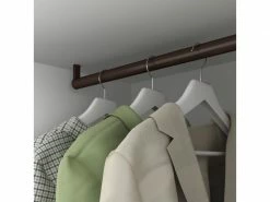 (1 Kit) Kit Tube De Penderie Circulaire D. 28 Mm, 750 Mm, Aluminium, Peint En Moka