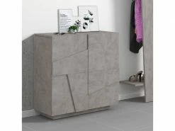 AHD_AMAZING_HOME_DESIGN Meuble à Chaussures D'entrée 2 Portes Design Moderne Béton 16 Paires De Chaussures Ping C16