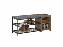 Sobuy Fsr113-n Banc à Chaussures, étagère à Chaussures, Banc De Vestiaire étroit, Avec Coussin Rembourré, 2 étagères En Maille Et 2 Compartiment Ouvert, Range-chaussures
