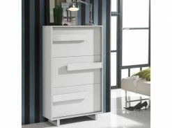 TOUSMESMEUBLES Meuble à Chaussures Blanc - Storia N°2 - L 74 X L 28 X H 125 - Neuf