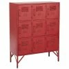 Meuble D'entrée 9 Casiers Métal Rouge - Split - L 86 X L 41 X H 113.5 - Neuf