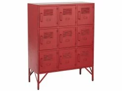 Meuble D'entrée 9 Casiers Métal Rouge - Split - L 86 X L 41 X H 113.5 - Neuf