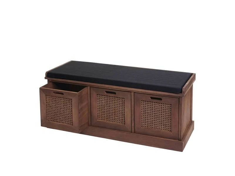 Banc Hwc-j49, Banc Rembourré Banc De Vestiaire 47x110x40cm ~ Marron, Rembourrage Noir