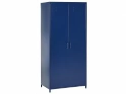 BELIANI Armoire En Métal Bleu Marin 2 Portes Varna