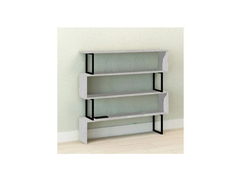 Homemania Bibliothèque Sirio - Blanc, Noir - 145 X 34 X 120 Cm – Image 2